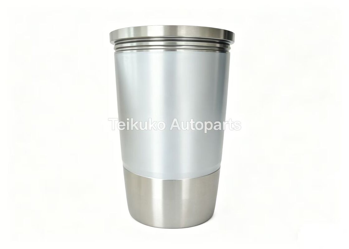Ống lót xi lanh piston động cơ máy xúc màu bạc đen xám, linh kiện động cơ chịu tải nặng, phù hợp cho ứng dụng máy xúc